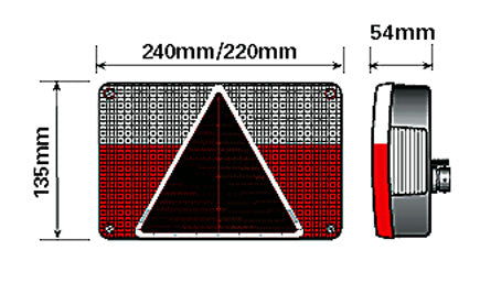 Dimensions for Ajba FP.96. Combination Light Right