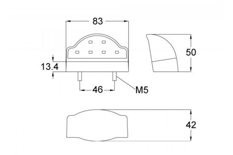 LED Number Plate Light Dimensions